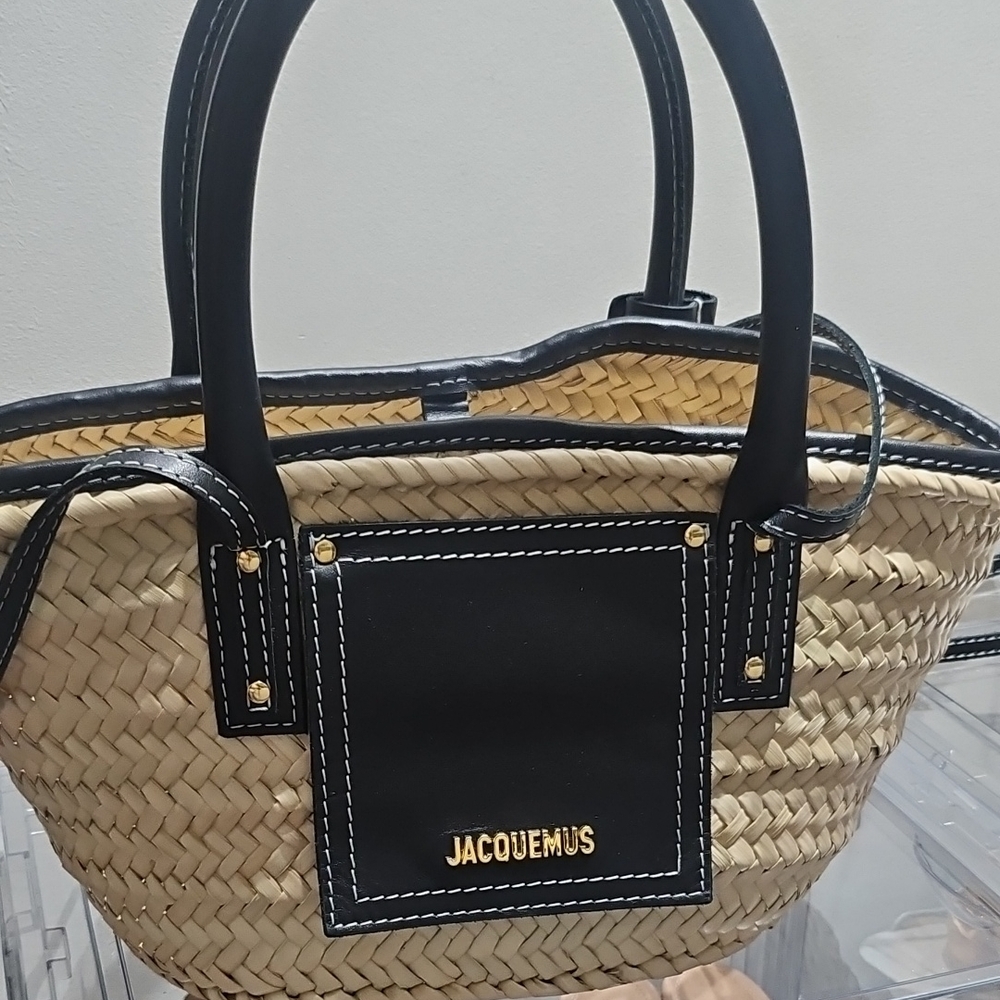 Jacquemus Black and Tan Woven Tote